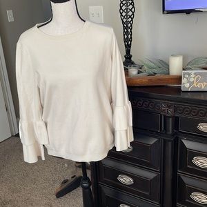 Ann Taylor Cream sweater. Bell sleeves EUC a size Large